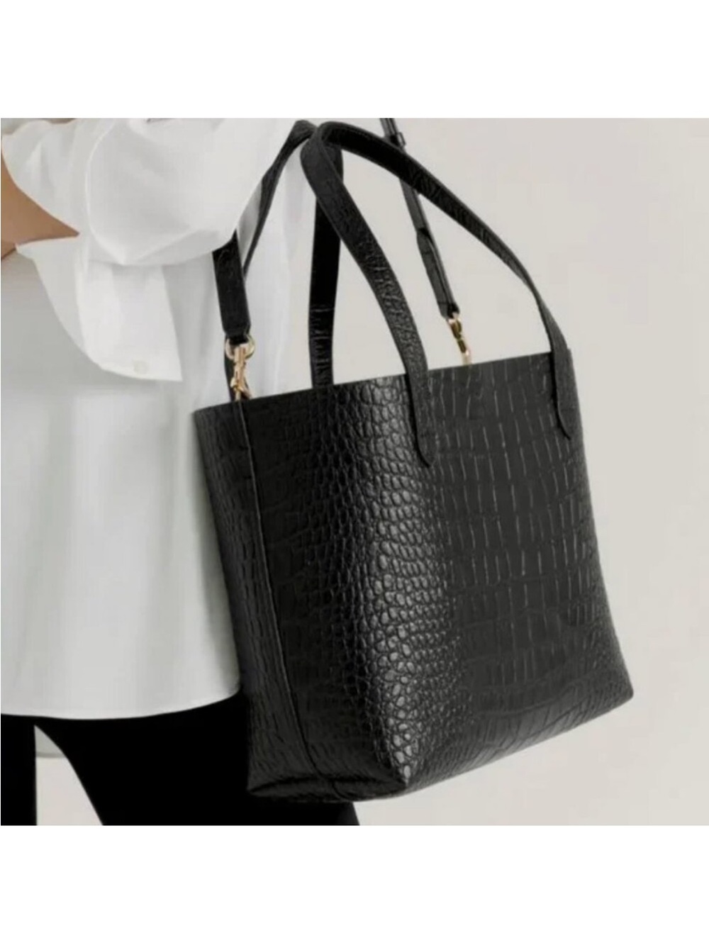Cuyana Croc-Embossed Structured Tote - Size Small